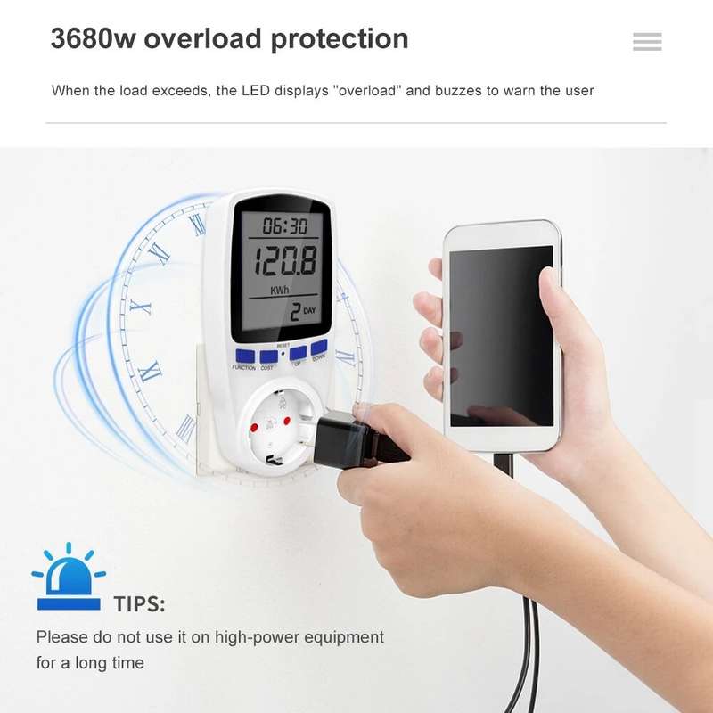 Digital Wattmeter AC 220V Power Meter Electricy Consumption Energy Meter EU Plug Power Kilowatt Watt