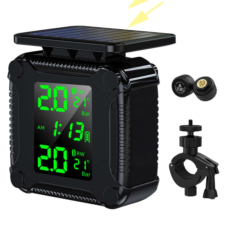 Motorcycle Solar Charge Tyre Temperature Alarm Sensor Tire Pressure Monitoring System Colorful Displ