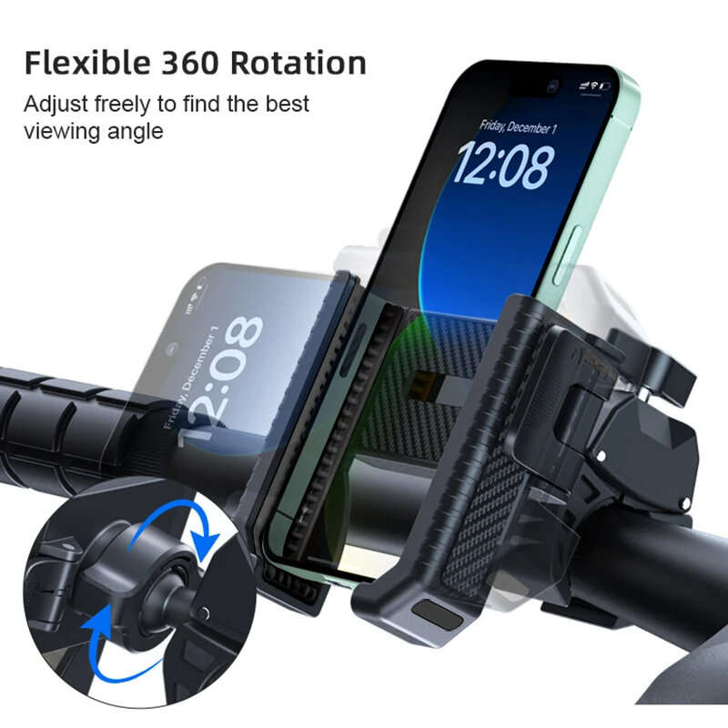 XANES Phone Holder 4.5"-7.0" Adjustable Phone Stand 360 Rotatable Shockproof Portable Bike Holder Ph
