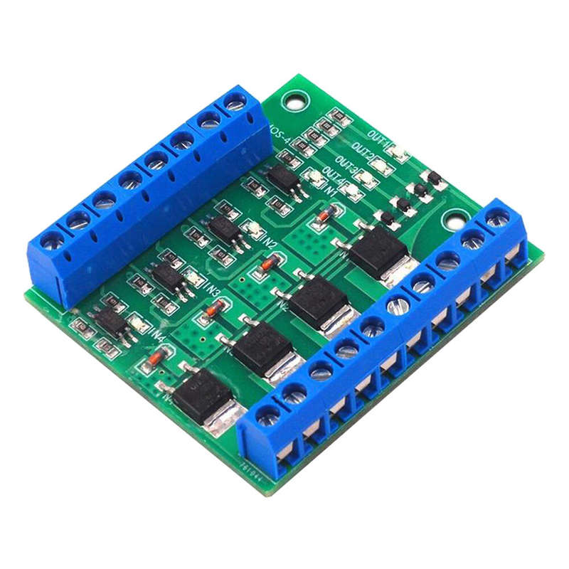 4-Channel MOS FET PLC Amplifier Board Driver Module PWM 3-20V to 3.7-27V DC 10A Optocoupler Isolatio
