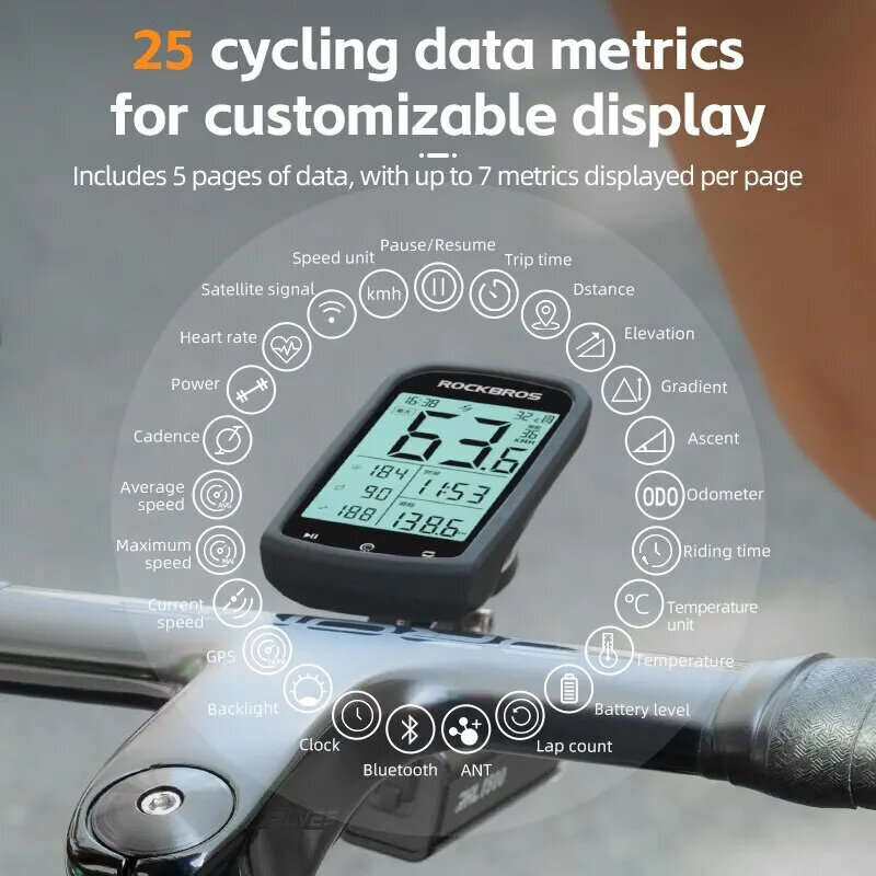 ROCKBROS M1 GPS Bicycle Computer 5.0 ANT Bluetooth Waterproof Wireless Bike Speedometer Bicycle Odom