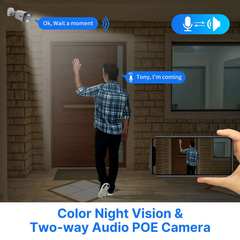 Hiseeu HB718-PA 4K 8MP POE IP Camera Intelligent Night Vision P2P Motion Detection Two-way Audio H.2