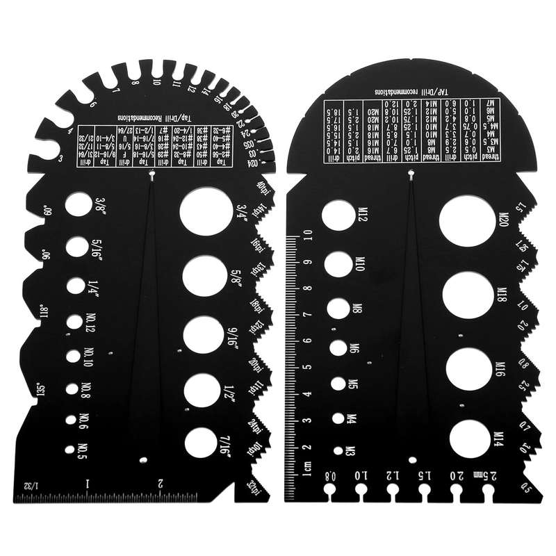 2PCS Aluminum Alloy Metric/Imperial Nut and Bolt Thread Checker Bolt Size and Thread Identifier Gaug
