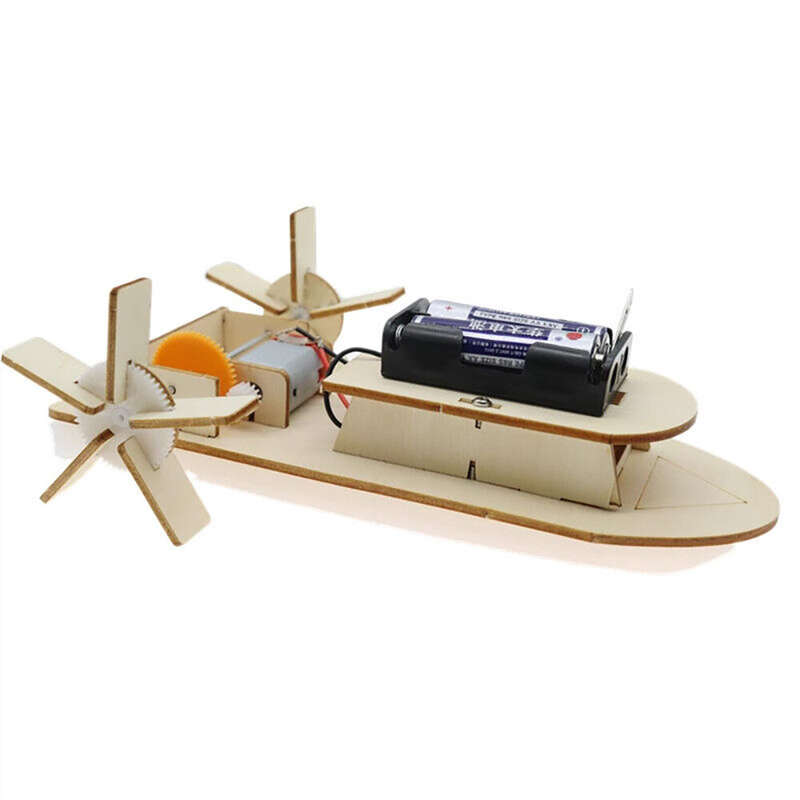 Electric Paddlewheel Boat Model Toy Wooden DIY Kits Children Educational Self Assembly