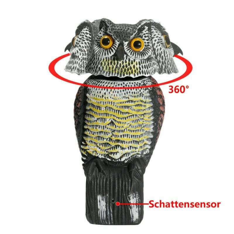 Outdoor Owl Bird Repellent Mouse Deterrent with Electronic Shake Head Feature Generic Realistic 360