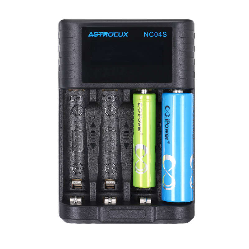 Astrolux NC04S Inteligent 4-Slot LCD Battery Charger Mix-charging of AA/AAA Lithium & NiMH Btteries