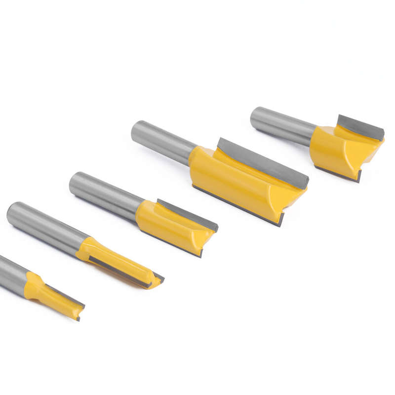 LAVIE 5pcs set 8mm Shank Straight Bit Tungsten Carbide Double Flute Router Bits Milling Cutter for W