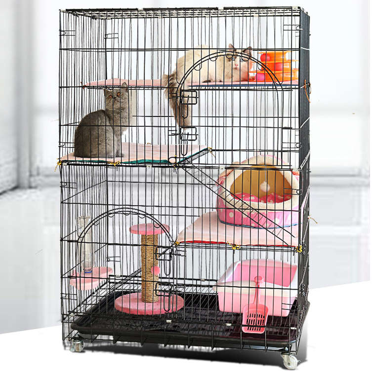 PawGiant 4-Tier Cat Cage, Cat Playpen Kennel Crate Chinchilla Rat Box Cage Enclosure with Ladders, P