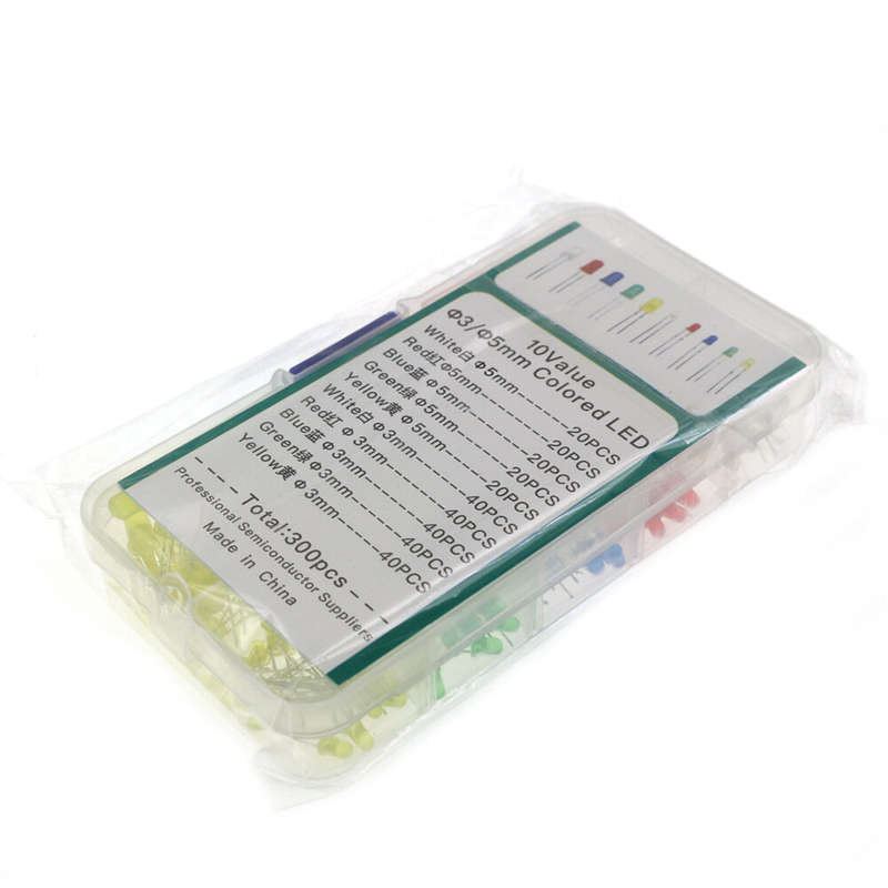 300PCS 3mm 5mm LED Light Emitting Diodes Electronic Kit F3 F5 Red Yellow Blue Green White Five Color