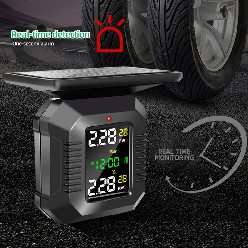 RedrRover Solar Power Motorcycle TPMS Color LCD Display Motorcycles Tire Pressure Monitoring System