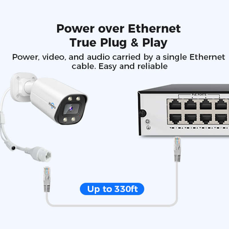 Hiseeu HB488-P 8MP 4K PoE IP Security Camera CCTV Video Surveillance Cam HD Color Night Vision Two-W