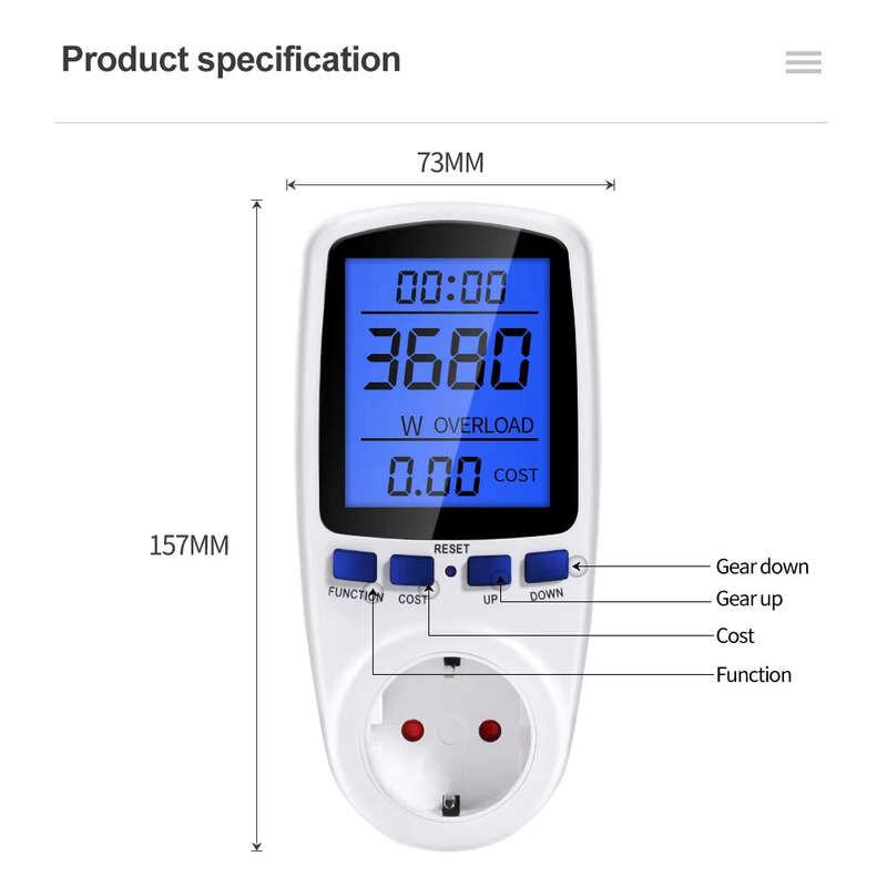 DDS108L Digital LCD Wattmeter 220V 110V AC Power Meter Backlight Electricy Consumption Energy Meter