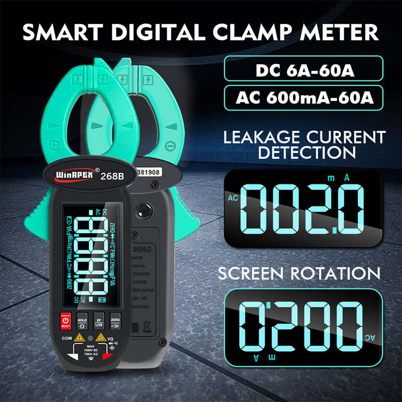 WINAPEX 268B Leakage Current Detect Clamp Meter 0.1mA high resolution True RMS Multimeter AC DC Clam