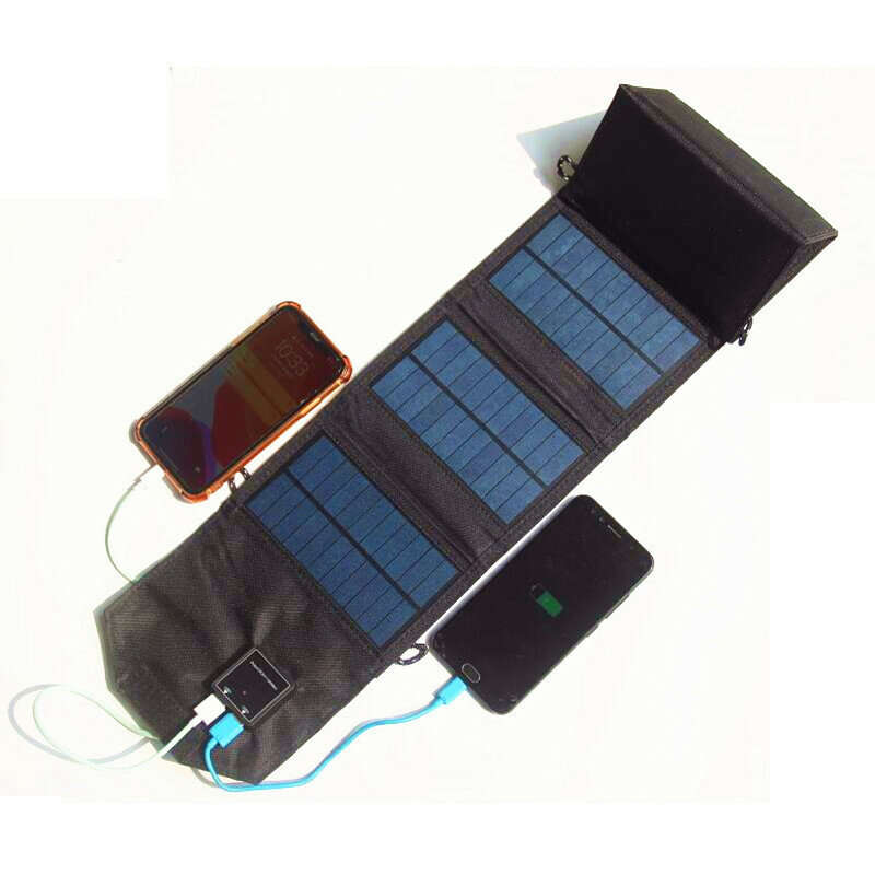 5V 15W USB Solar Chargers with 5 Folding Solar Panel Portable Solar Cell Waterproof Solar Battery Ch