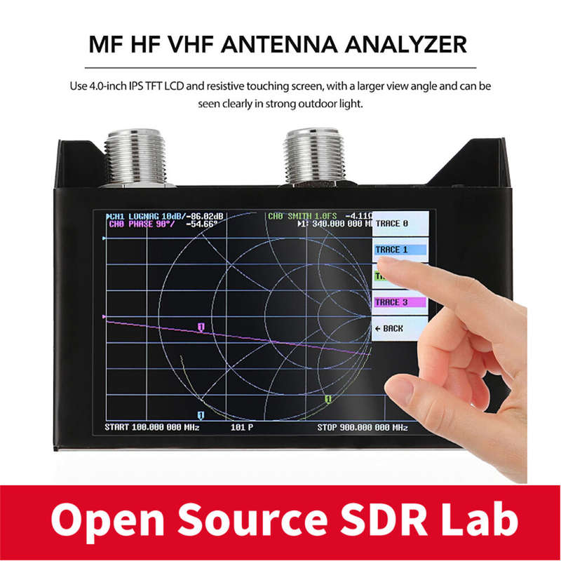 SAA-2N NanoVNA V2 Antenna Analyzer 3G Vector Network Analyzer 4.0 Inch Touching Screen Shortwave HF