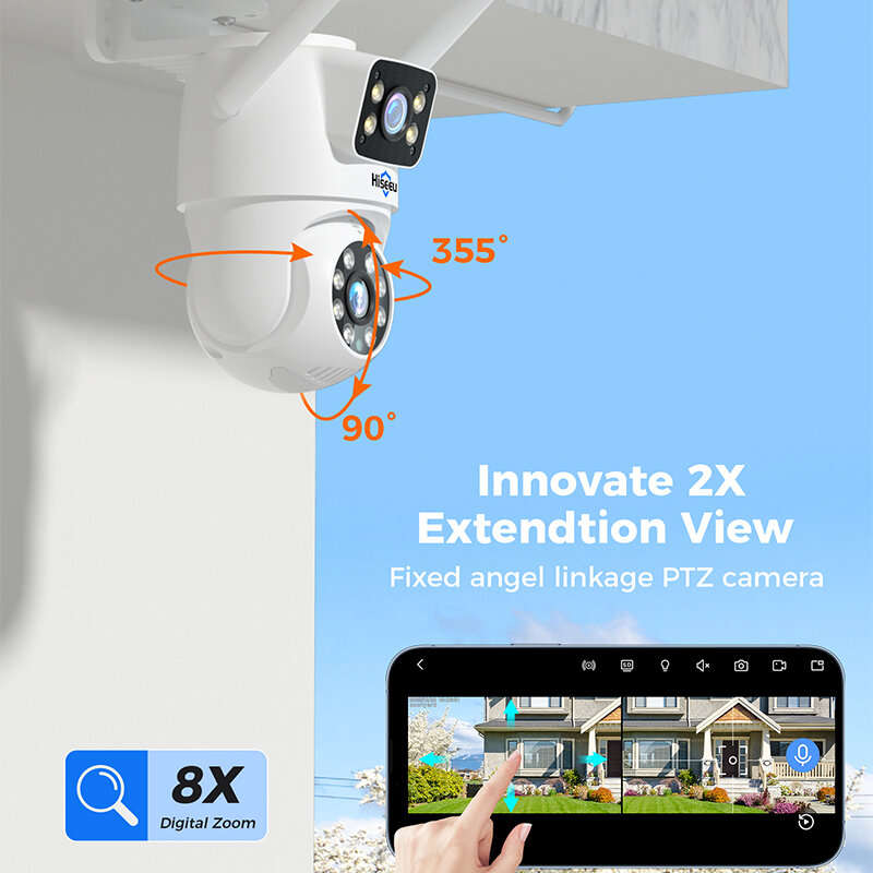Hiseeu WS03 3MP+3MP 8X Digital Zoom Wifi Surveillance Camera Dual Lens Color Night Vision Human Dete