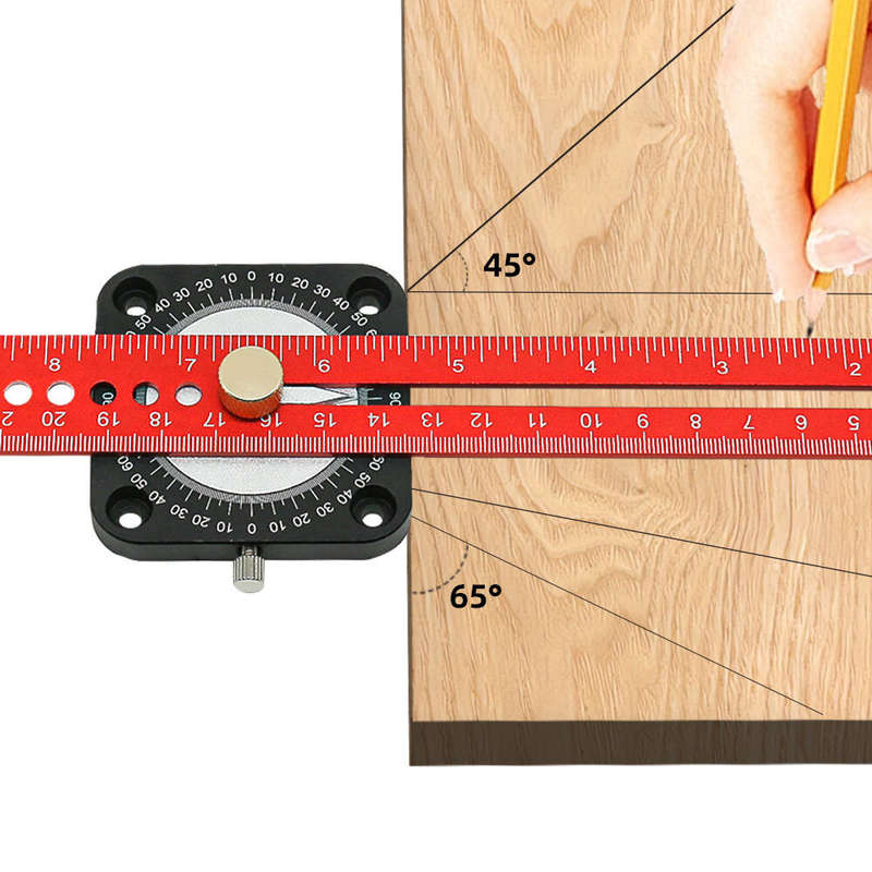 300mm 12 Inch Woodworking Scriber Compass Angle Scoring Ruler Adjustable T-type Ruler 360 Degree Ang