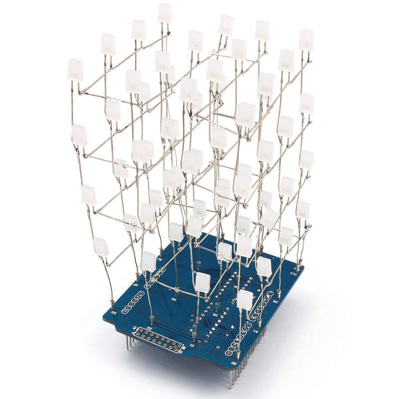 4X4X4 Blue LED Light Cube Kit 3D LED DIY Kit For Arduino Smart Electronics Led Cube Kit