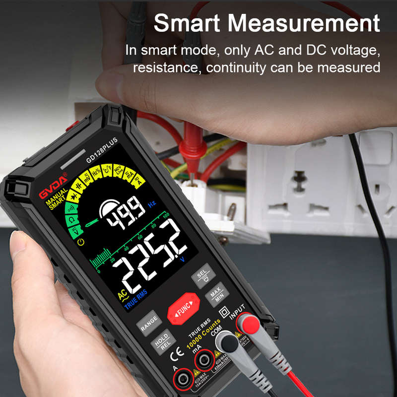 GVDA 128PLUS Smart Digital Multimeter 9999 counts LCD Color Display DC AC Voltage Current True RMS M