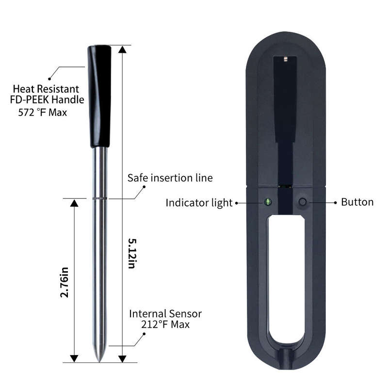Wireless Smart BBQ Thermometer Bluetooth Probe with Phone App Display Baking Steaming Food Temperatu