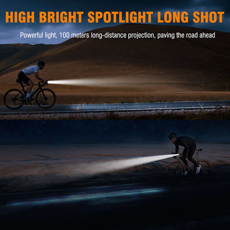 1500Lm Super Bright Bike Headlights IP67 Waterproof Various Lighting Modes Type-C Fast Charge Alumin