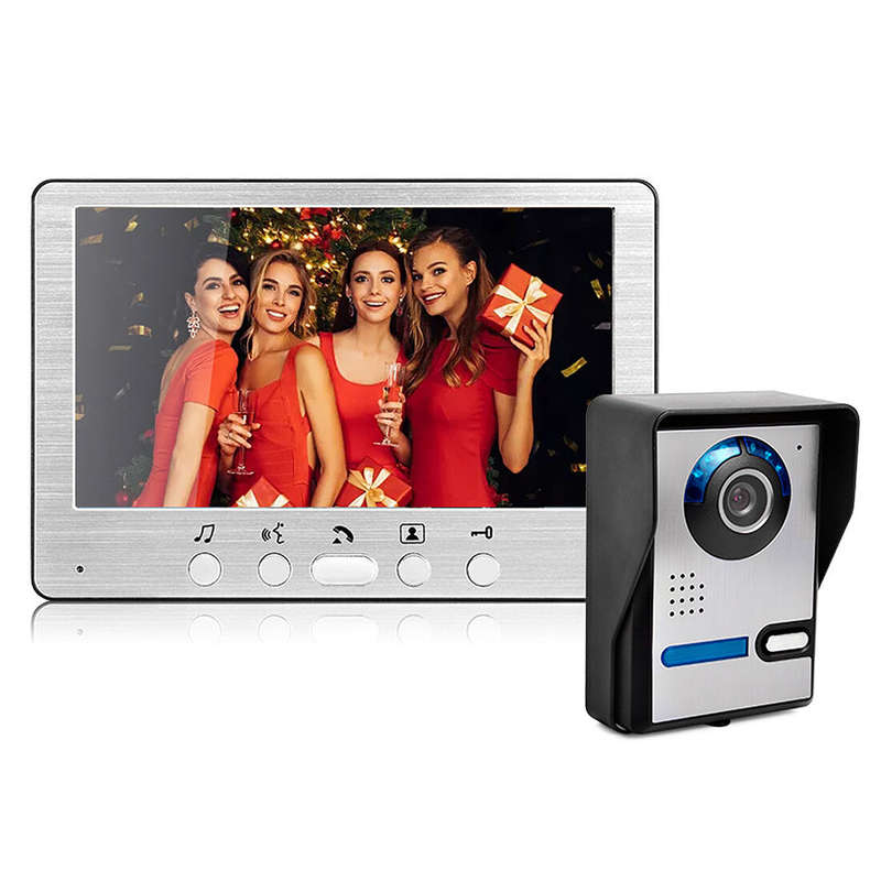 7inch Video Doorbell Camera with Monitor Hands-free Intercom IR Night Vision IP55 Waterproof Built-i