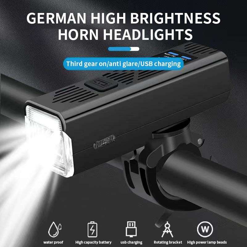 BENGGUO 2 in 1 Wired Control Bike Headlight 2000mAh Power Bank Handlebar Flashlight USB Charging IPX