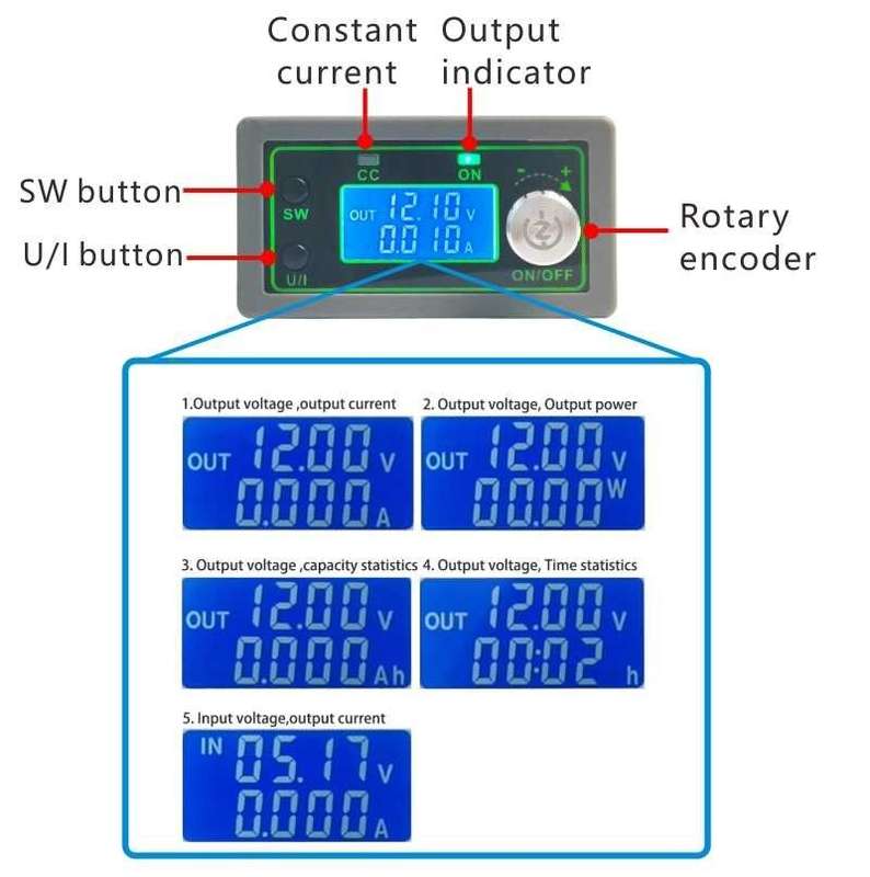 WZ5012L 50V 12A 600W LED Display DC -DC Buck Converter CC CV Step-down Power Module Adjustable Volta
