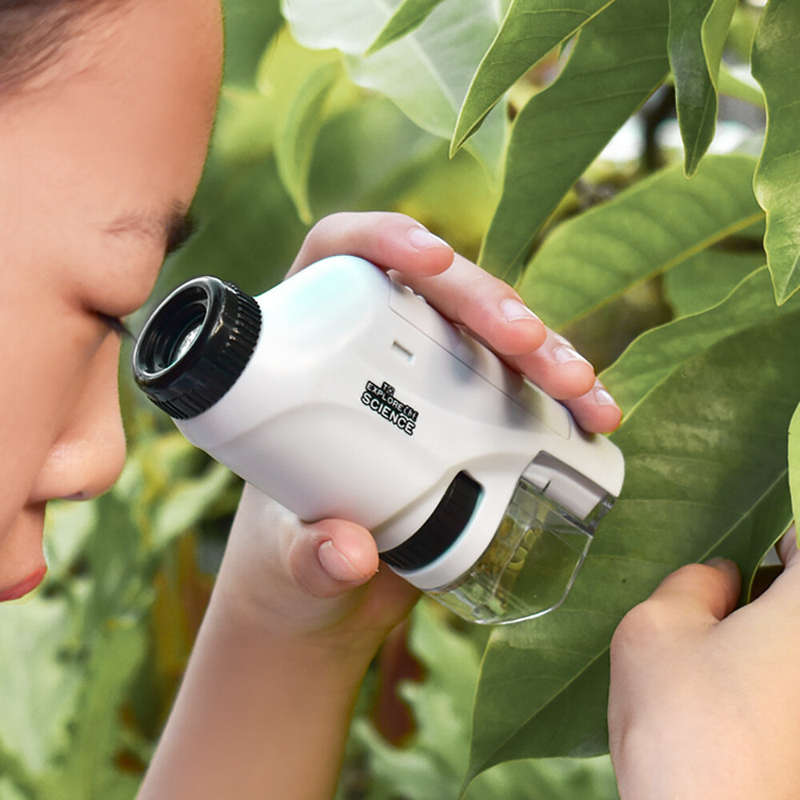 Mini Microscope Handheld LED Light Portable Microscope 60X-120X Magnification Educational Science To