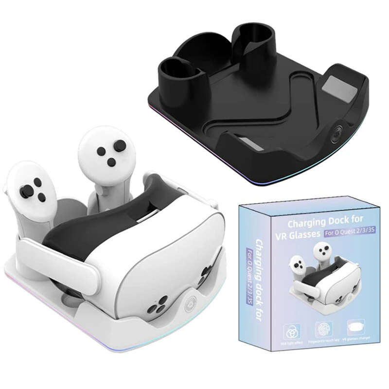 IPLAY HBV-641 Charging Dock for Meta Quest 3S Charging Stand with RGB Light VR Headset Display Stand