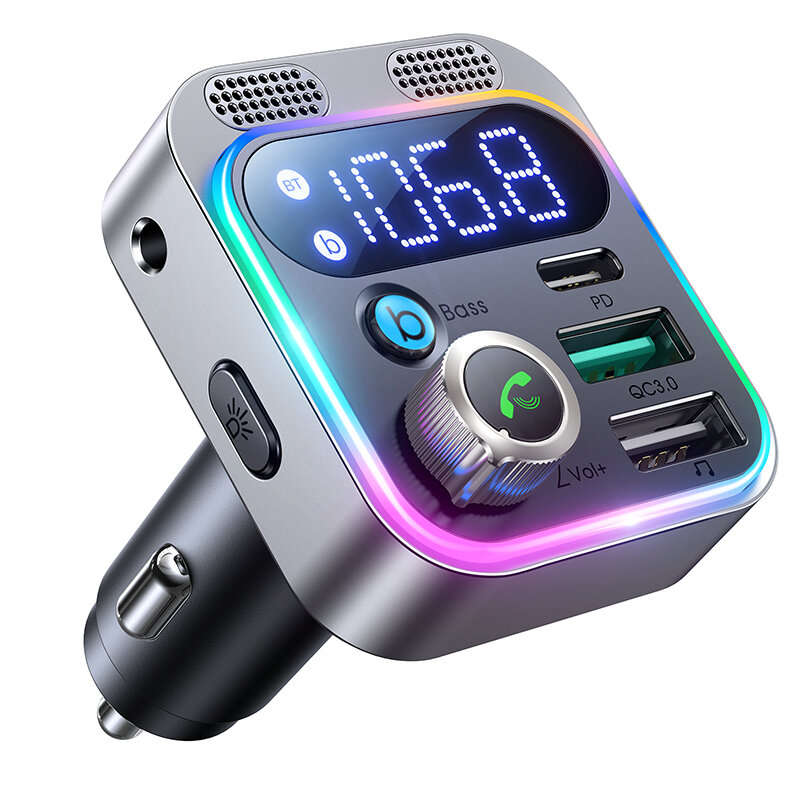 Joyroom JR-CL16 48W bluetooth Car Wireless FM Transmitter Hands-Free Calling LED Digital Display Wir