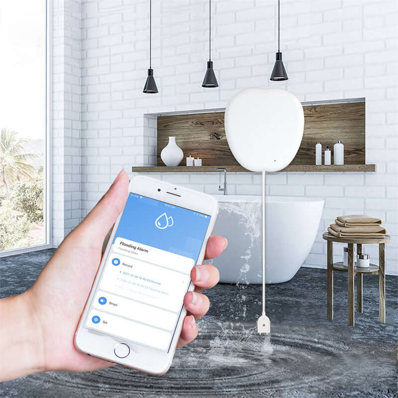 MoesHouse WiFi Tuya Water Leakage Detector Wireless Remote APP Monitor Water Leakage Detection Alarm