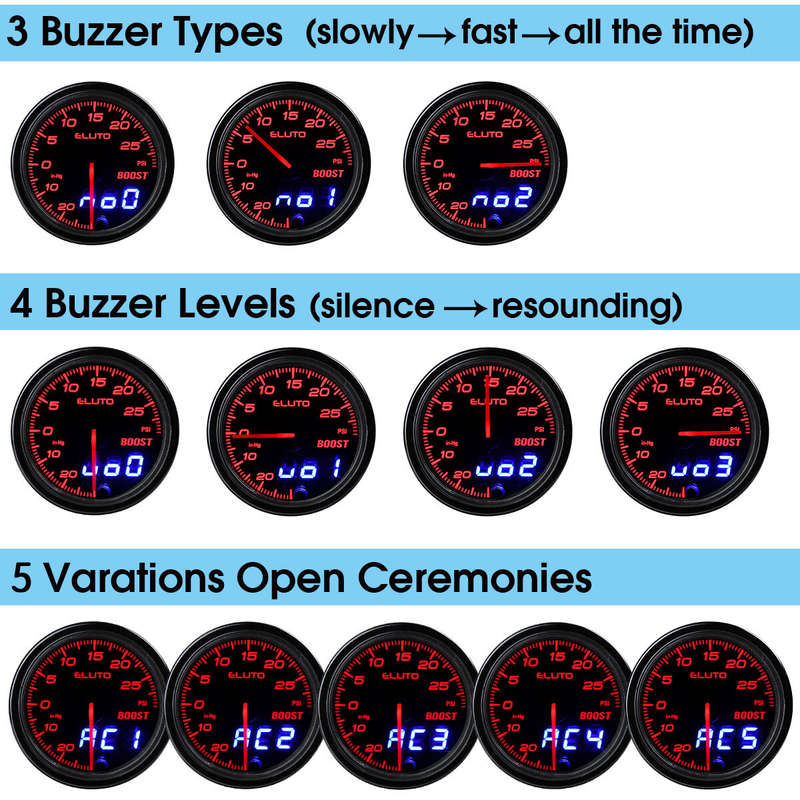 Car Turbo Boost Gauge 2" 52mm PSI Meter Analog/Digital 7 Colors LED Du