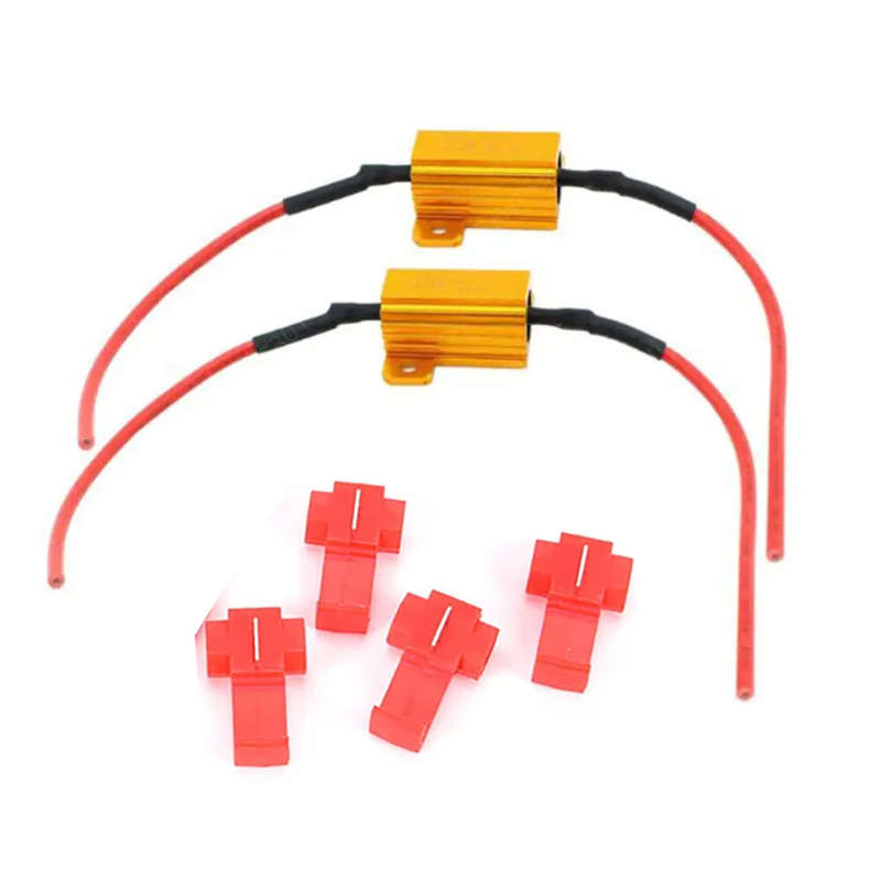 2pcs 50W 6 Car LED Canbus Load Resistors Automobile Turn Signal Flashlight License Plate Lamp Resist
