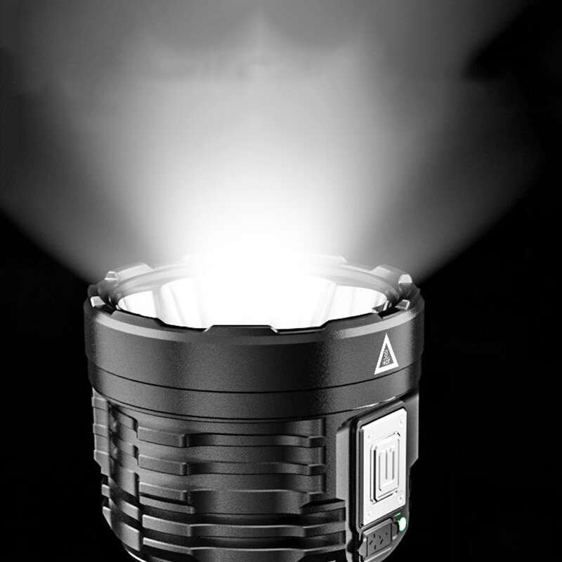 TANJE 8*P900+COB Super Bright Type-C Rechargeable ABS Housing Flashlight with 18650 Battery COB Side