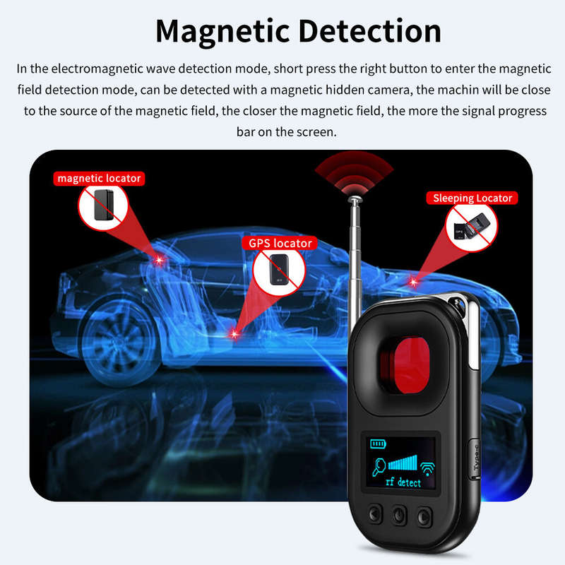 T03 Multi-function Display Hidden Cameras GPS Tracker Detector 1MHz-6.5GHz Frequency Range 450mAh Ba