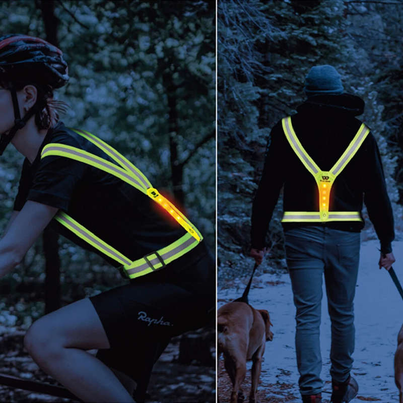 WEST BIKING Night Cycling Clothing 4 LED Beads Type-C Rechargeable Adjustment Running Light Reflecti