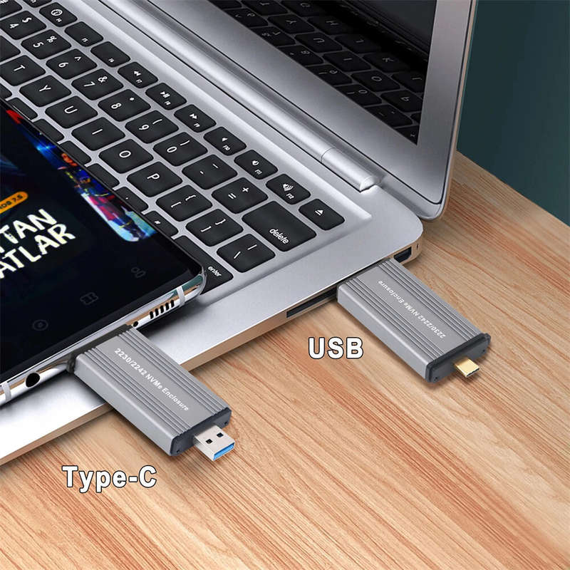 Dual Protocol 10Gbps M.2 MVMe & NGFF SSD Case USB3.1 Gen2 Aluminum Case External Solid State Drive E