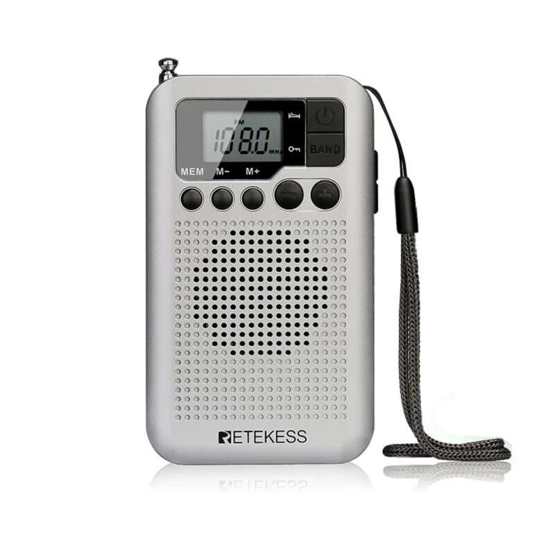 Retekes TR106 Mini Radio Portable Radio FM AM Radio with LCD Display Digital Tuning Speaker Headphon