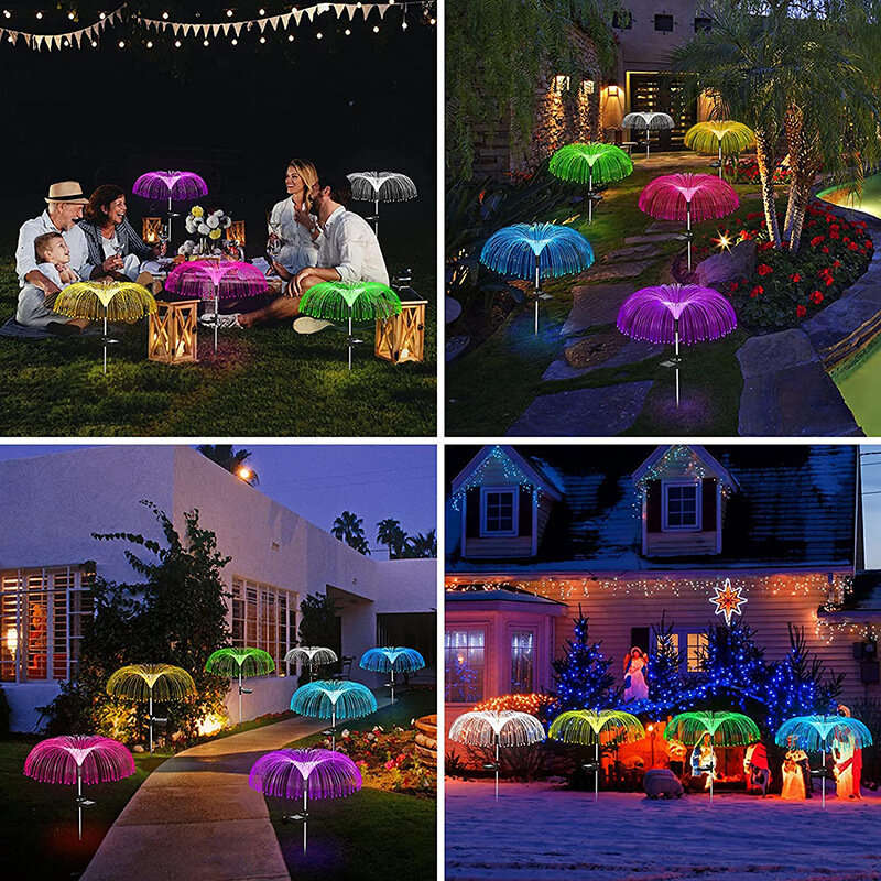 Solar LED Lights Outdoor Waterproof Solar Power Jellyfish Garden Decor Lawn Pathway Lamp 7 Color Cha