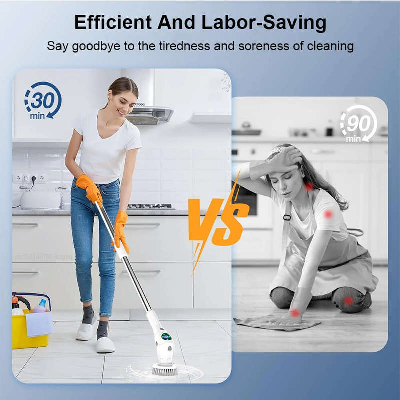 8 in 1 Multifunctional Wireless Cleaning Brush 2500mAh Type-C USB Rechargeable 450RPM Adjustable Len