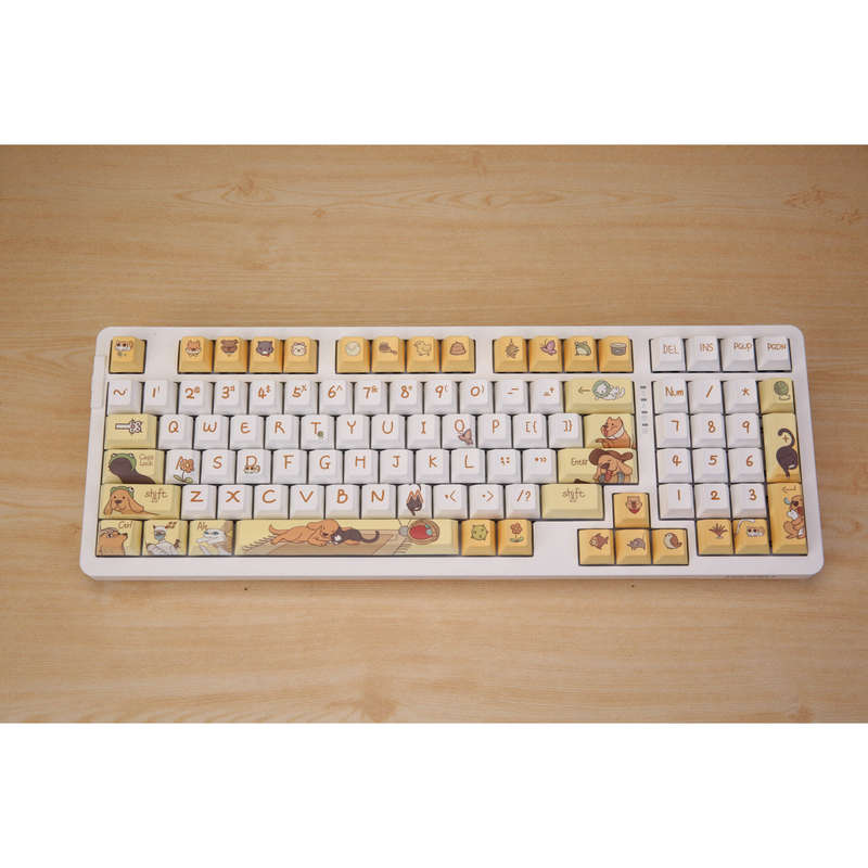 121 Keys Cat And Dog Diary PBT Keycap Set Cherry Profile Sublimation Pet Custom Keycaps for Mechanic