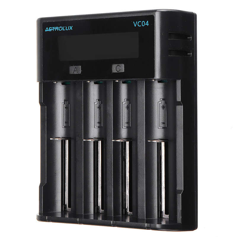 Astrolux VC04 Micro Type-C 2A Quick Charge Li-ion Ni-MH Battery Charger Current Optional USB Charger