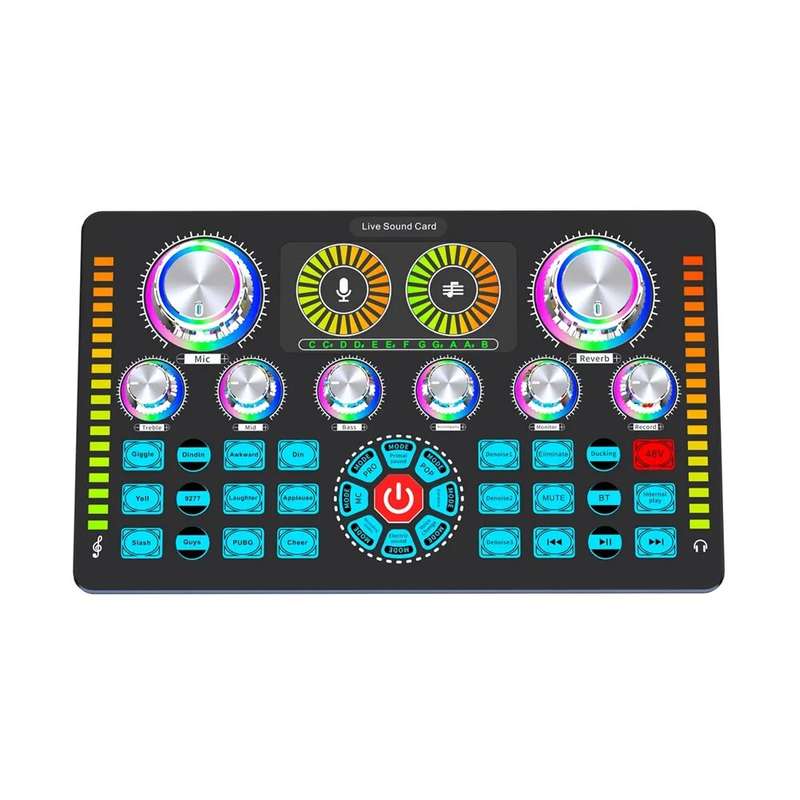 Q7 Live Sound Card Sound Mixer Podcast Karaoke Home Studio Record Professional Soundcard bluetooth M
