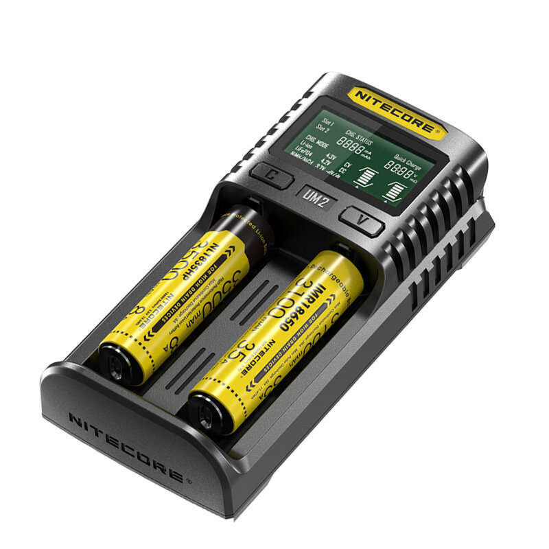 NITECORE UM2 LCD Display 5V/2A Lithium Battery Charger USB QC Smart Rapid Charger For AA AAA 18650 2