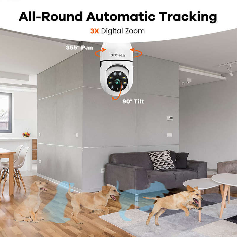 DIDSeth 3MP WiFi IP Camera Indoor 360 Degree Full Color Night Vision Two-Way Audio Motion Alerts Clo
