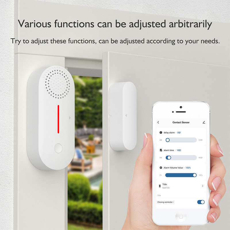 Tuya Smart WiFi Door Window Sensor Door Open/Closed Detectors Sound and Light Alarm Timer Alarming A