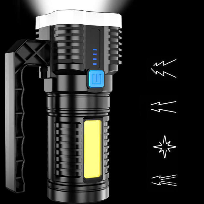 COB 7 LED High Power LED Flashlight Powerful USB Rechargeable Torch Handheld Portable Outdoor Lamp B