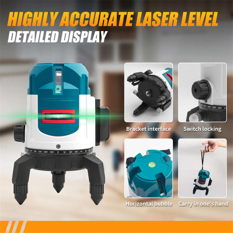 HIKDA 5 Lines Level with Green Laser High Accuracy Visible in Strong Outdoor Light Shock and Light R