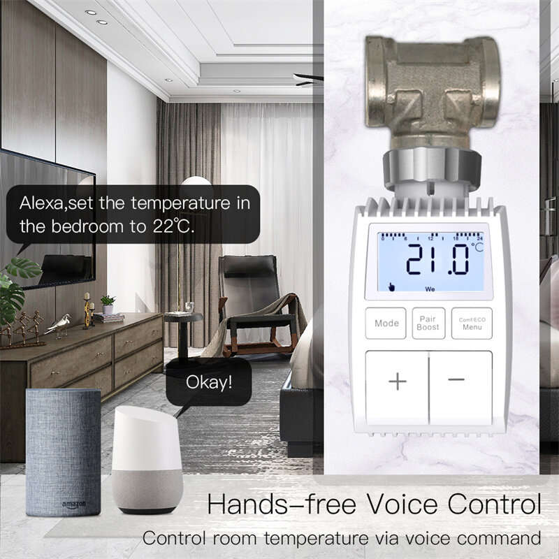 MoesHouse Tuya TV01 ZigBee3.0 Radiator Actuator Valve Smart Thermostat Temperature Controller Extern
